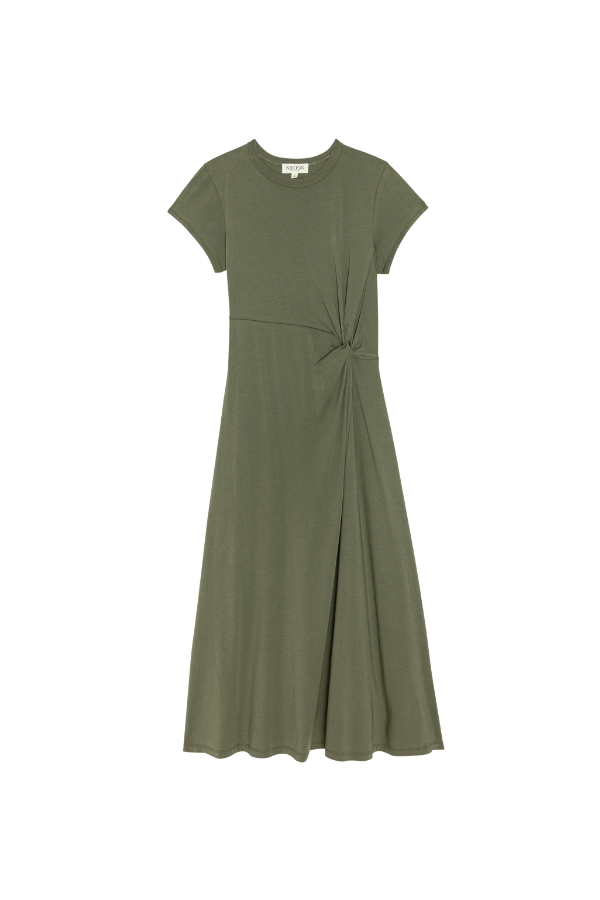Frida Twist Midi Dress in Olive