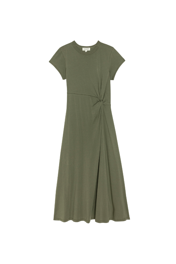 Frida Twist Midi Dress in Olive