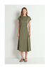 Frida Twist Midi Dress in Olive - Thumbnail 2