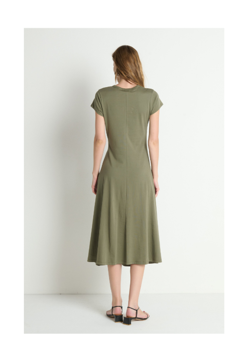 Frida Twist Midi Dress in Olive