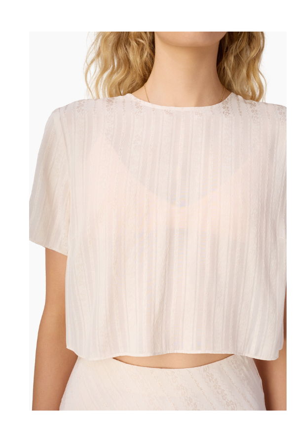 Cami NYC Josey Jacquard Stripe Tee - Oat