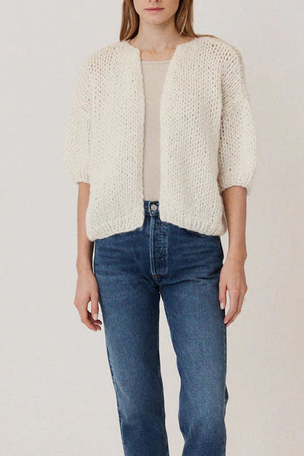 Maiami SS Alpaca Bomber Cardigan - Creme