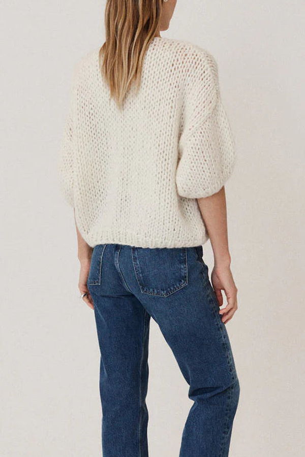 Maiami SS Alpaca Bomber Cardigan - Creme