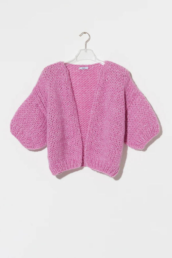 Maiami SS Pink Alpaca Bomber Cardi Cardigan - Pink Melange