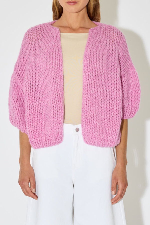 Maiami SS Pink Alpaca Bomber Cardi Cardigan - Pink Melange