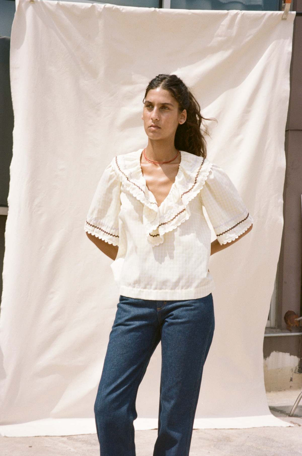 Carleen Ruffle Blouse - Butter Gingham - Image 3 of 9