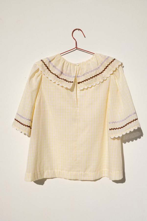 Carleen Ruffle Blouse - Butter Gingham