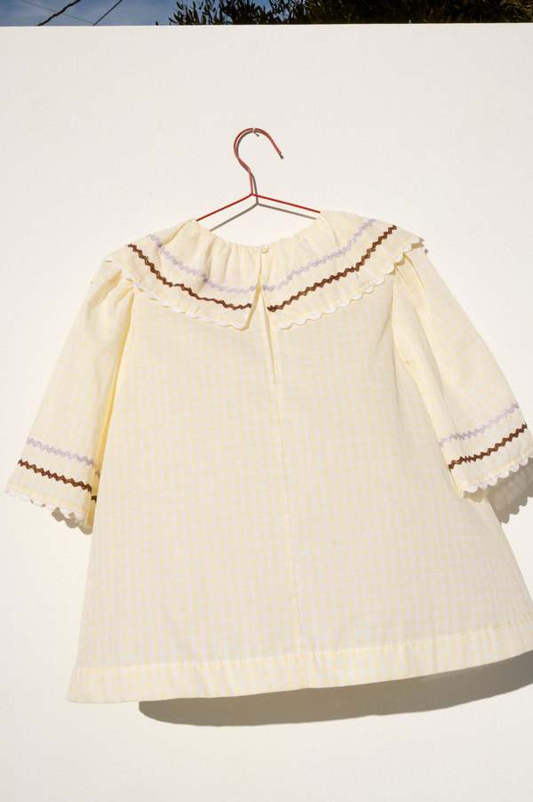 Carleen Ruffle Blouse - Butter Gingham