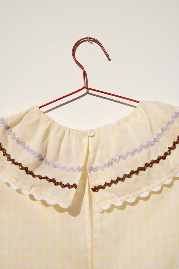 Carleen Ruffle Blouse - Butter Gingham