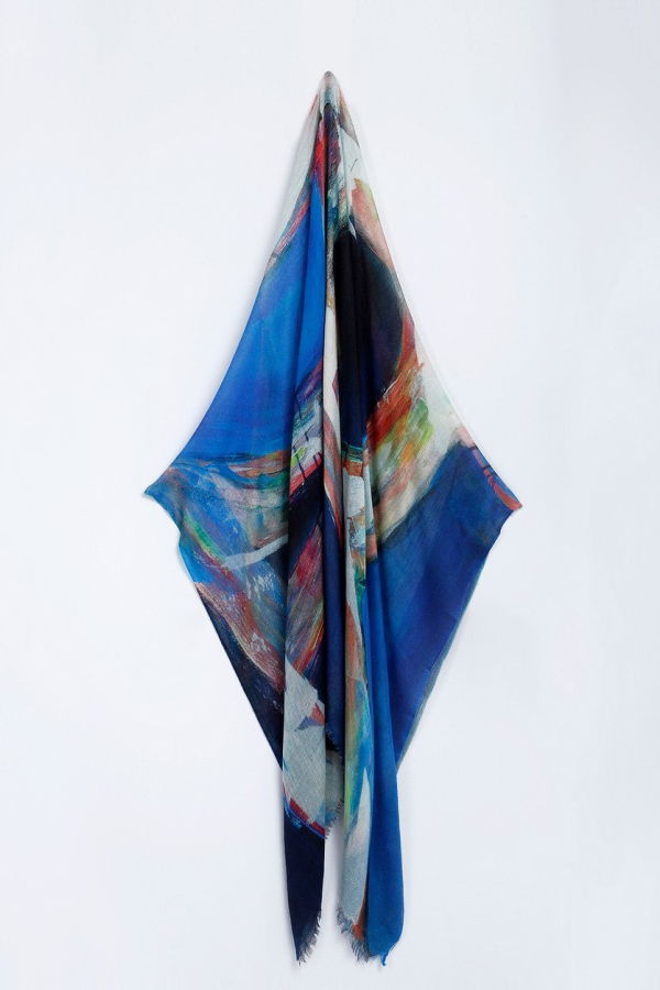 Vismaya Abstract Scarf - Blue