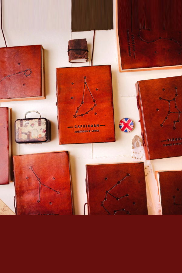 Soothi Astrology Zodiac Handmade Leather Journal