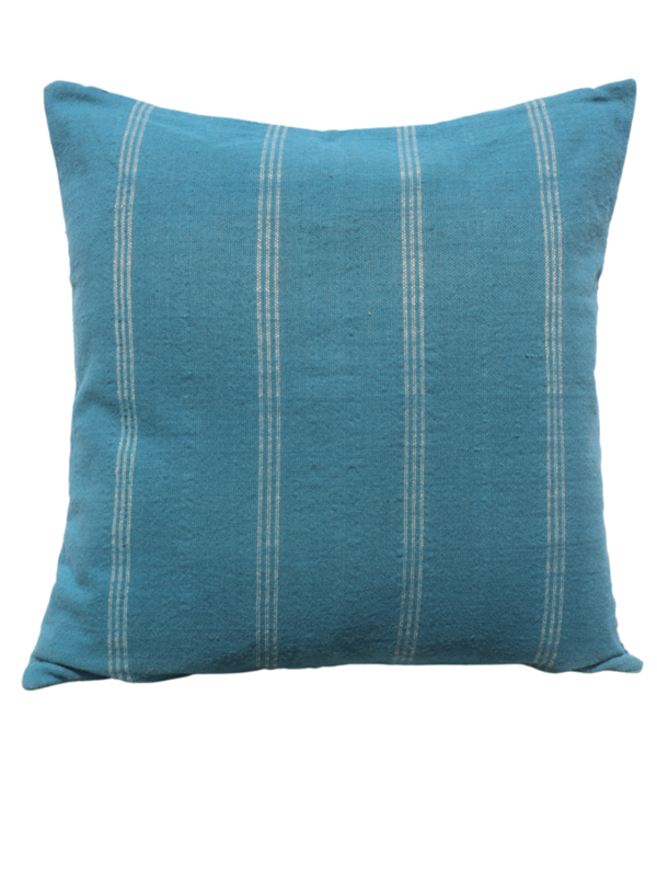Alamwar BK Indigo / Shell Handwoven Pillow Cover Alamwar BK Indigo / Shell Handwoven Pillow Cover