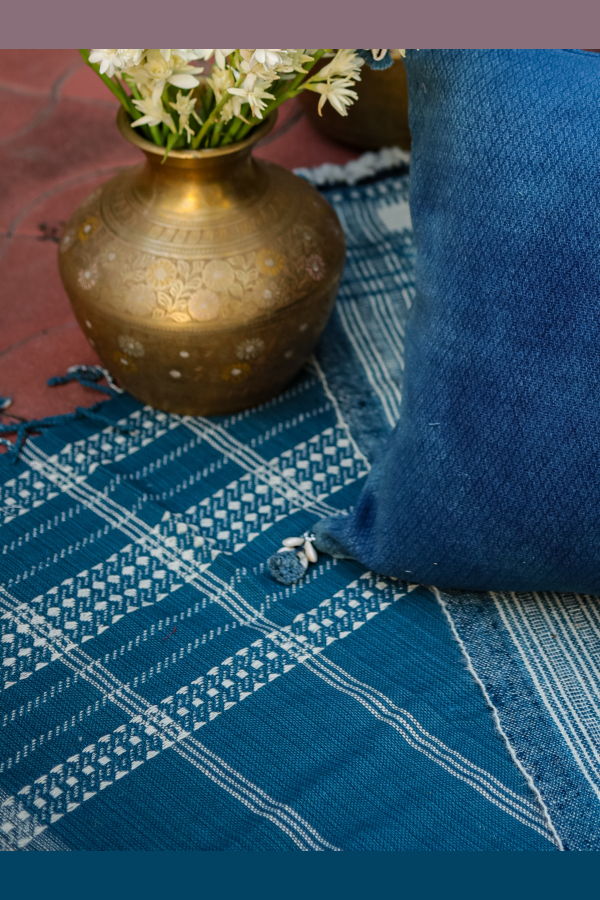 Alamwar BK Handwoven Bedspread - Indigo