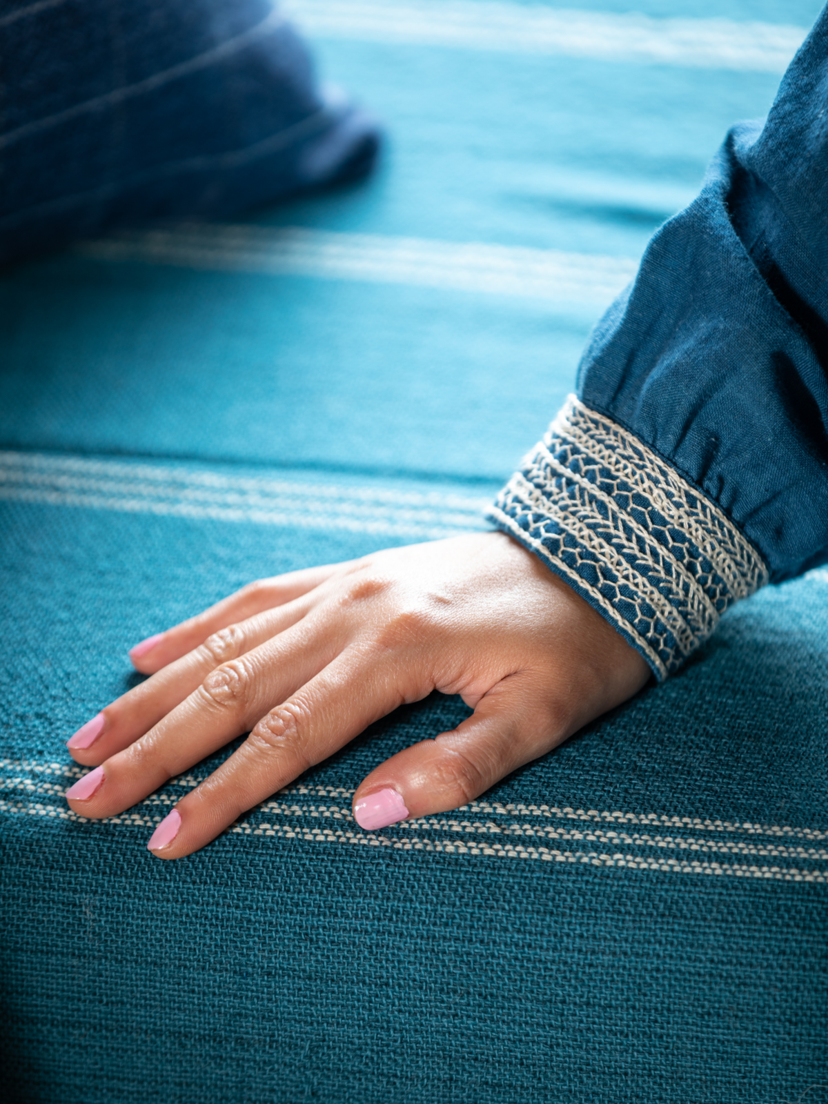 Alamwar BK Handwoven Bedspread - Indigo - Image 7 of 7