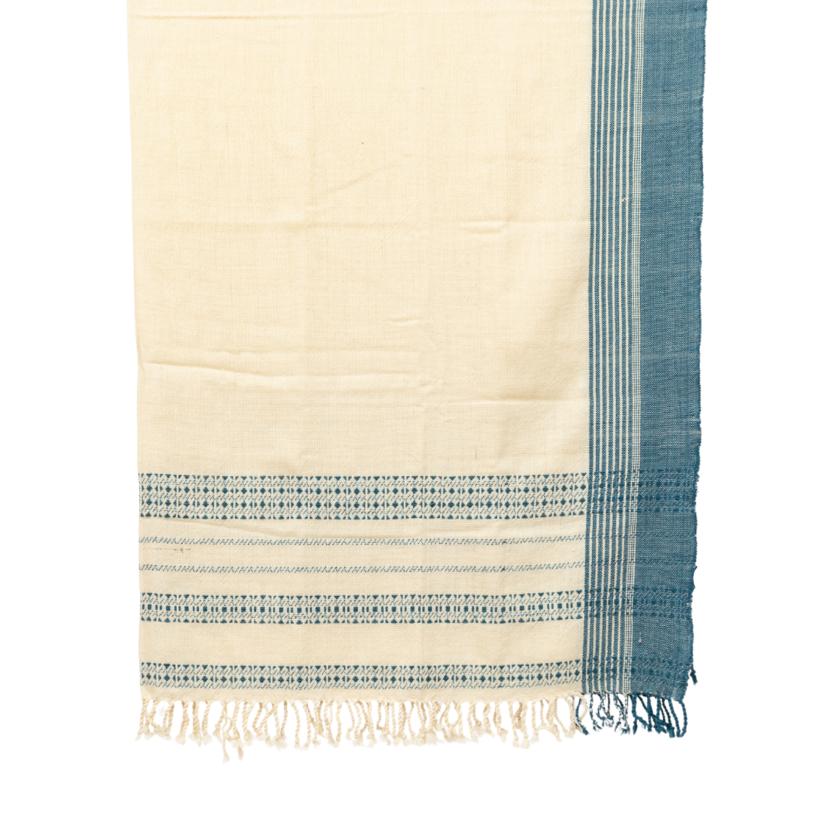 Alamwar BK Shell/Indigo Handwoven Bedspread - Image 1 of 2