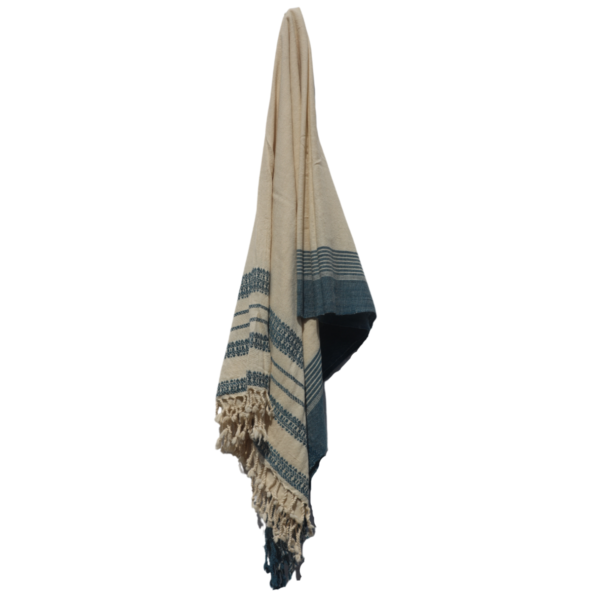 Alamwar BK Shell/Indigo Handwoven Bedspread - Image 2 of 2