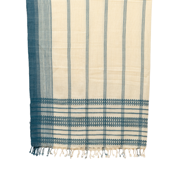 Alamwar BK Shell/Indigo Handwoven Bedspread