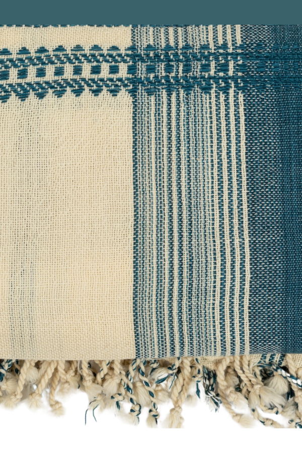 Alamwar BK Shell/Indigo Handwoven Bedspread