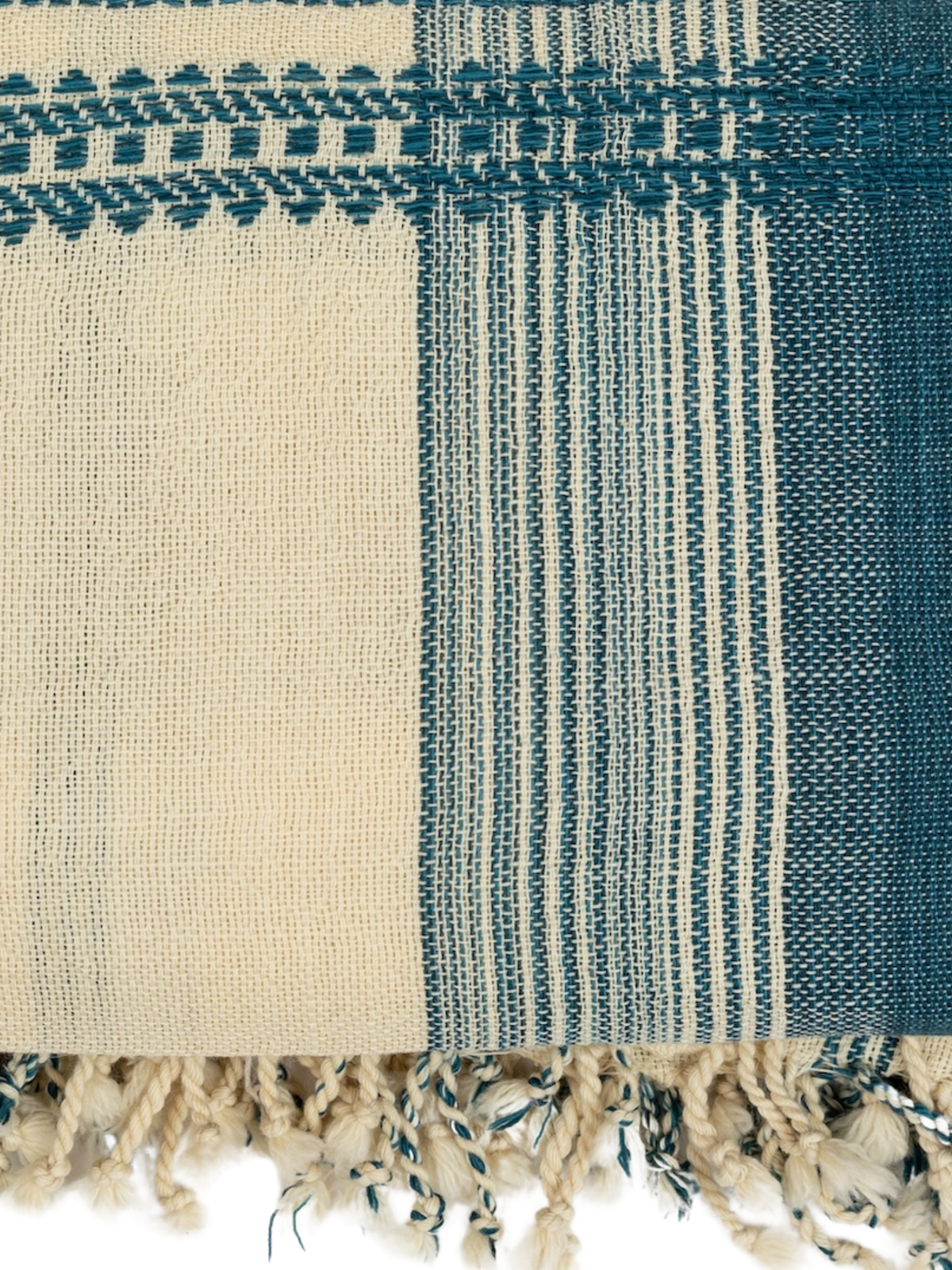Alamwar BK Shell/Indigo Handwoven Bedspread - Image 2 of 5