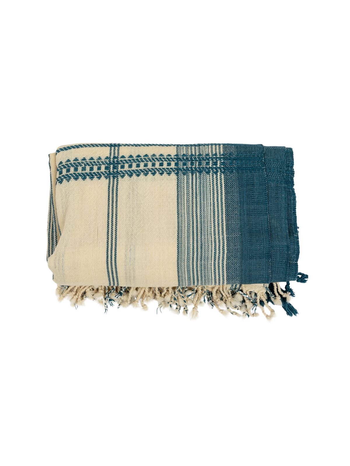 Alamwar BK Shell/Indigo Handwoven Bedspread - Image 4 of 5