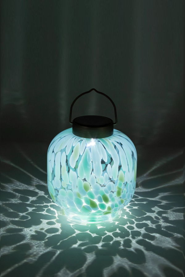 Allsop Home & Garden Cabin Solar Lantern 8" Handblown Glass Lantern