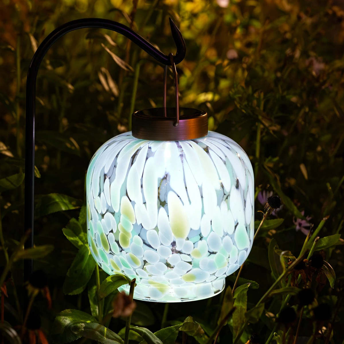 Allsop Home & Garden Cabin Solar Lantern 8" Handblown Glass Lantern - Image 5 of 15