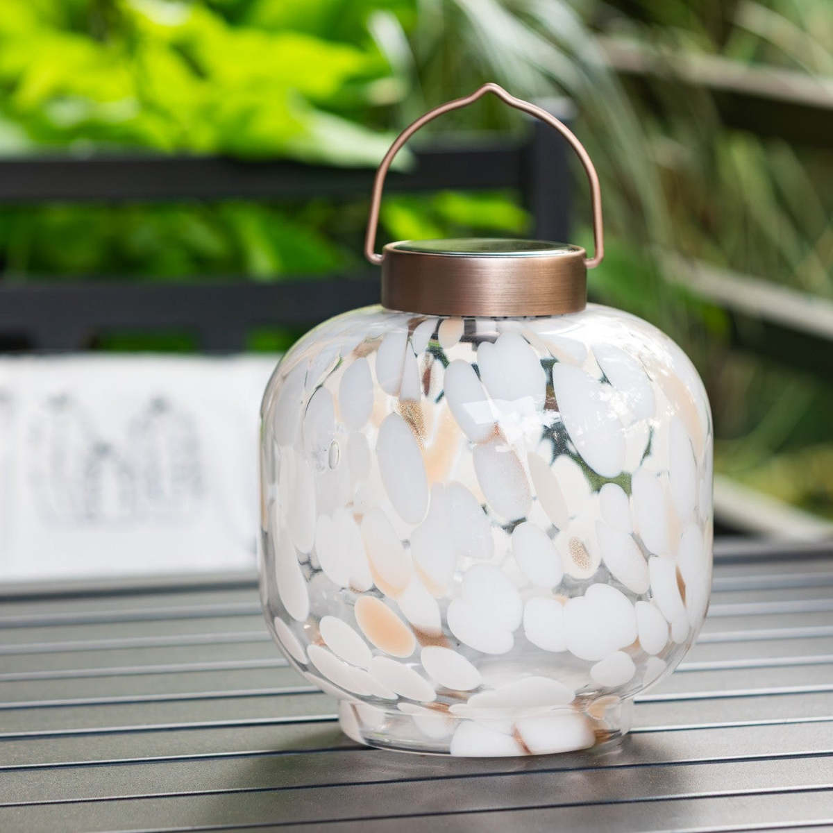 Allsop Home & Garden Cabin Solar Lantern 8" Handblown Glass Lantern - Image 9 of 15