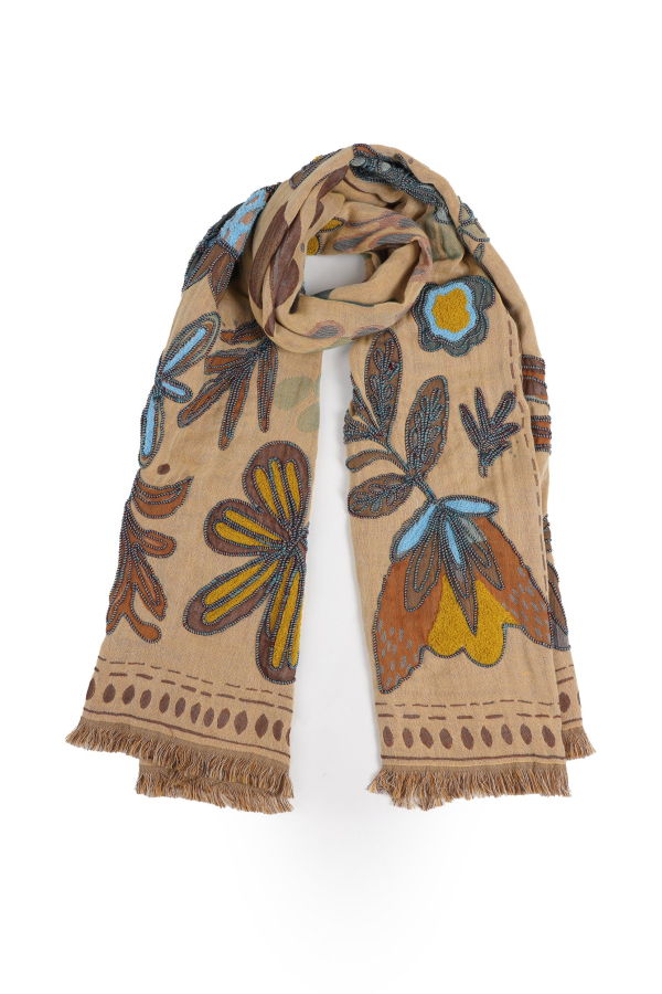 Vismaya Canyon Petal Embroidered Scarf