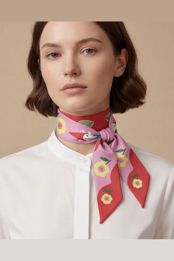 Centinelle Cat Garden Gnome Twilly Ribbon Scarf