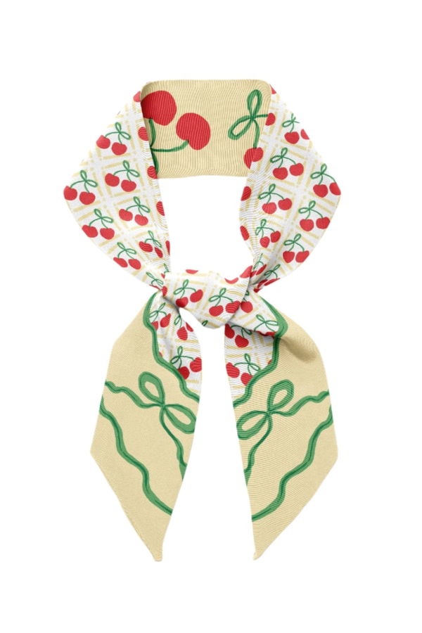 Centinelle Cherry Twilly Ribbon Scarf