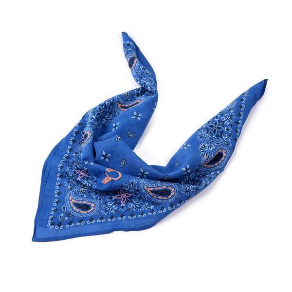 Vismaya Ciao Paisley Cotton Bandana - Ink Blue