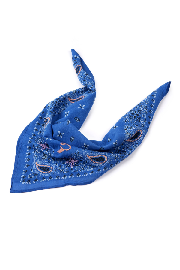 Vismaya Ciao Paisley Cotton Bandana - Ink Blue