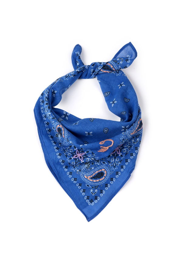 Vismaya Ciao Paisley Cotton Bandana - Ink Blue