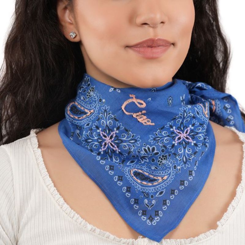Vismaya Ciao Paisley Cotton Bandana - Ink Blue