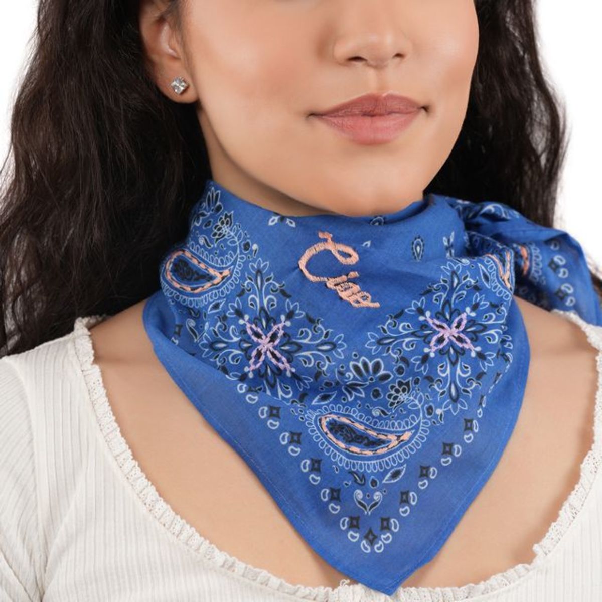 Vismaya Ciao Paisley Cotton Bandana - Ink Blue - Image 5 of 6
