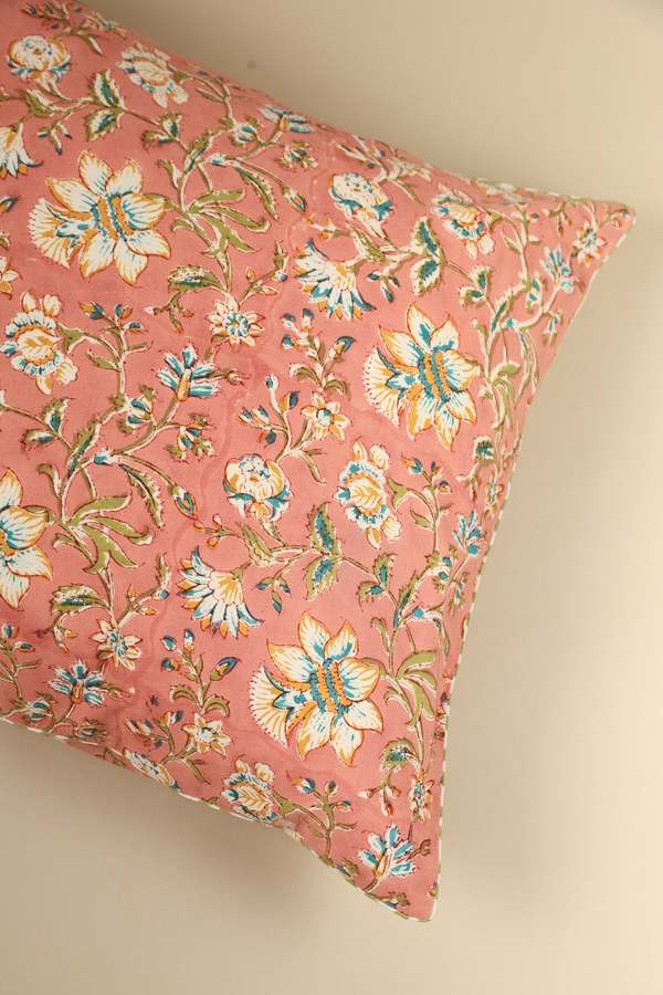 Ninh Coral Spring Block Print Pillow