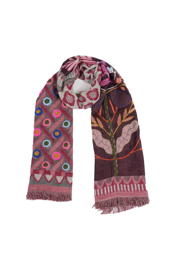 Vismaya Dustflower Scarf - Brown Red