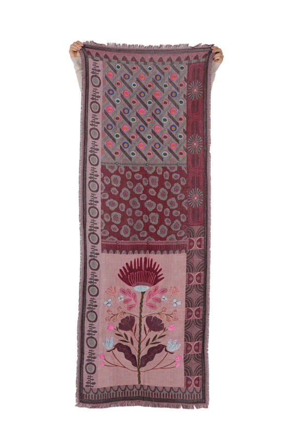 Vismaya Dustflower Scarf - Brown Red