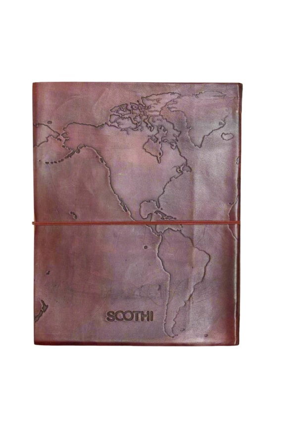 Soothi Extra Large World Map Handmade Leather Journal