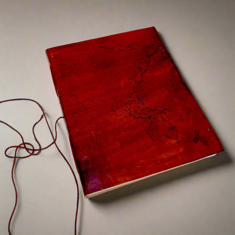 Soothi Extra Large World Map Handmade Leather Journal