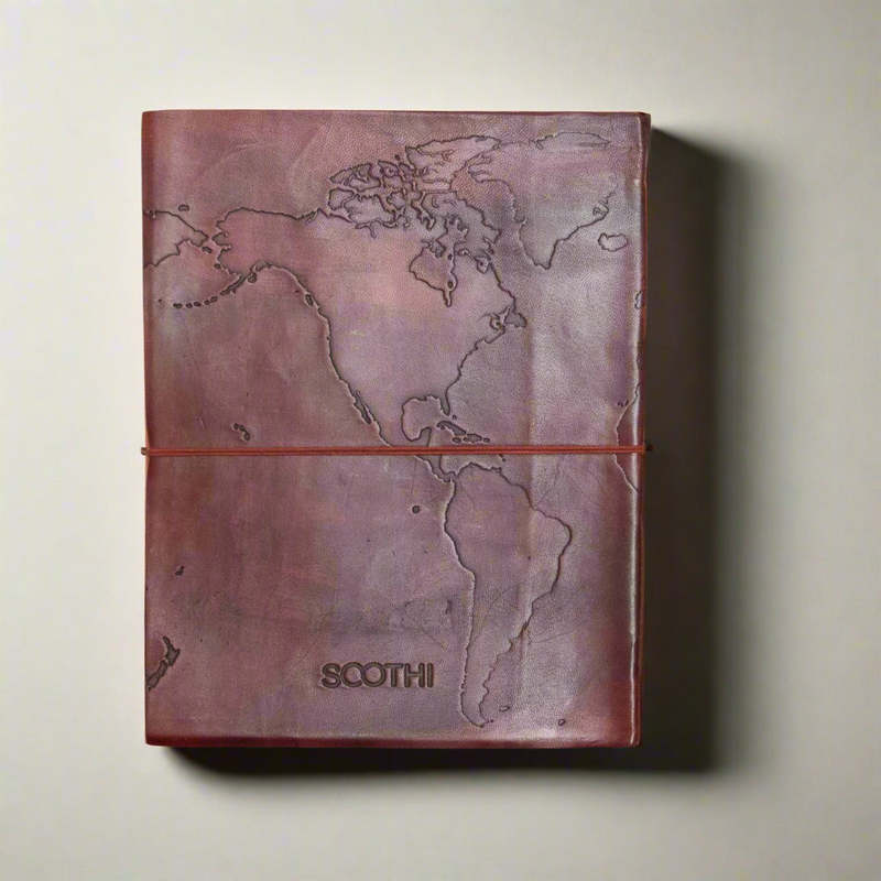 Soothi Extra Large World Map Handmade Leather Journal