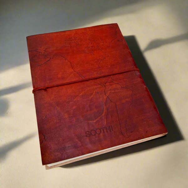 Soothi Extra Large World Map Handmade Leather Journal
