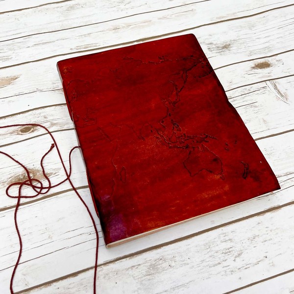 Soothi Extra Large World Map Handmade Leather Journal