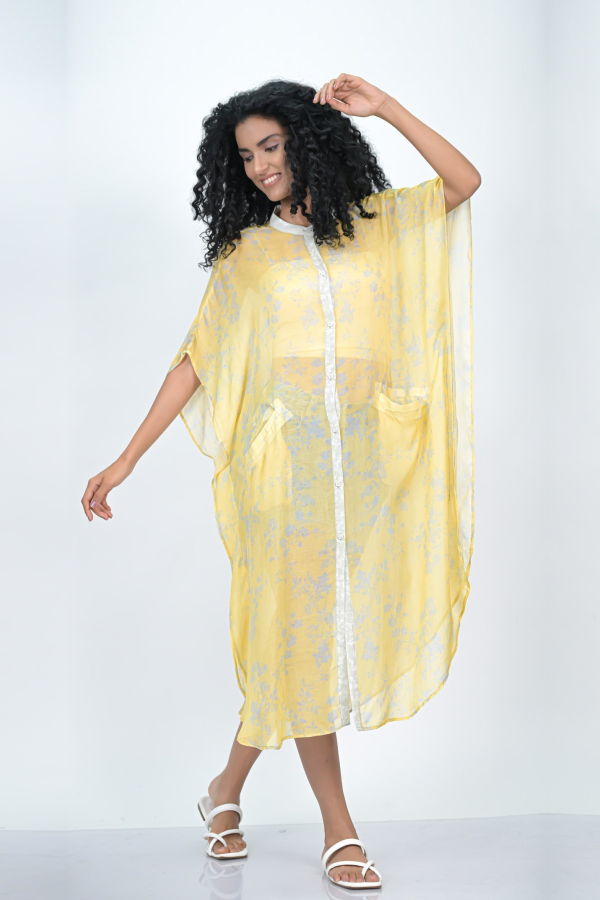 Vismaya Foliage Harmony Caftan - Yellow