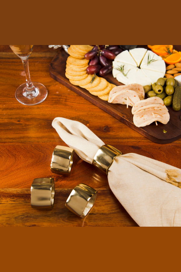 Mela Artisans Gold Toned Sculpted Napkin Rings