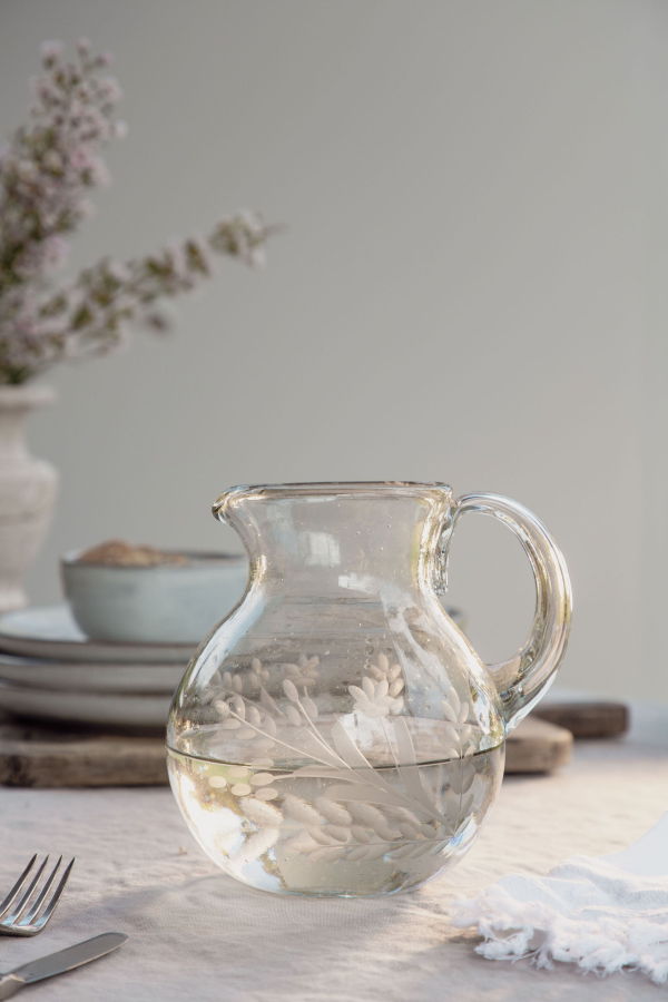 Villa Lua Home Hand-Etched Blown Pitcher