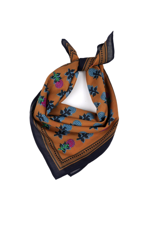 Vismaya Heritage Bloom Embroidered Bandana - Mustard Yellow