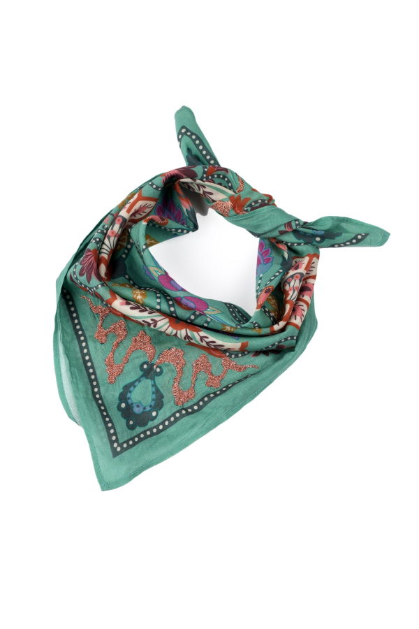 Vismaya High Noon Floral Bandana - Granite Green