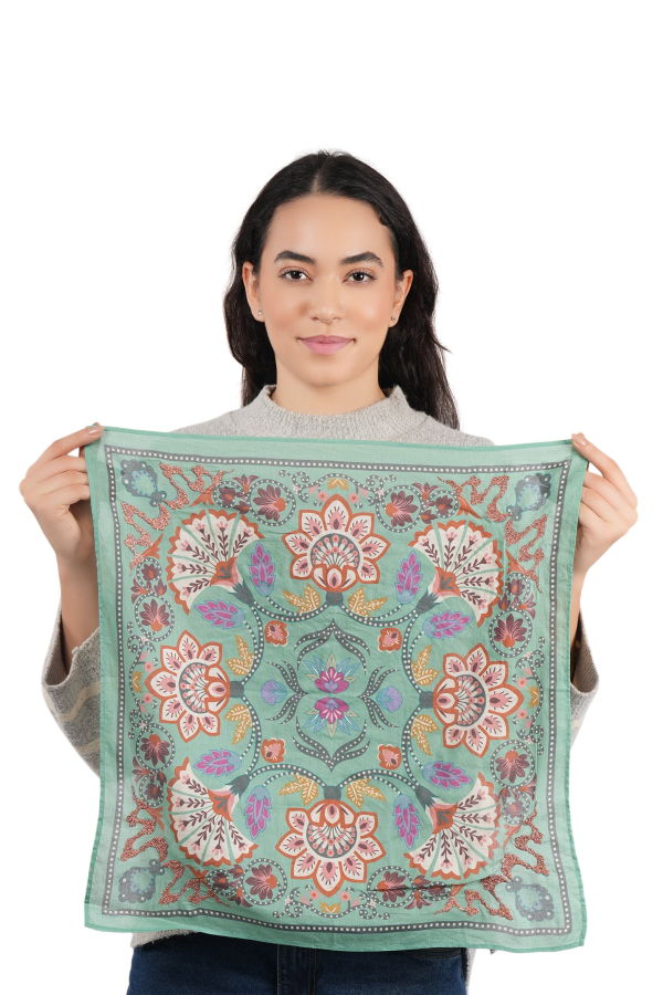 Vismaya High Noon Floral Bandana - Granite Green