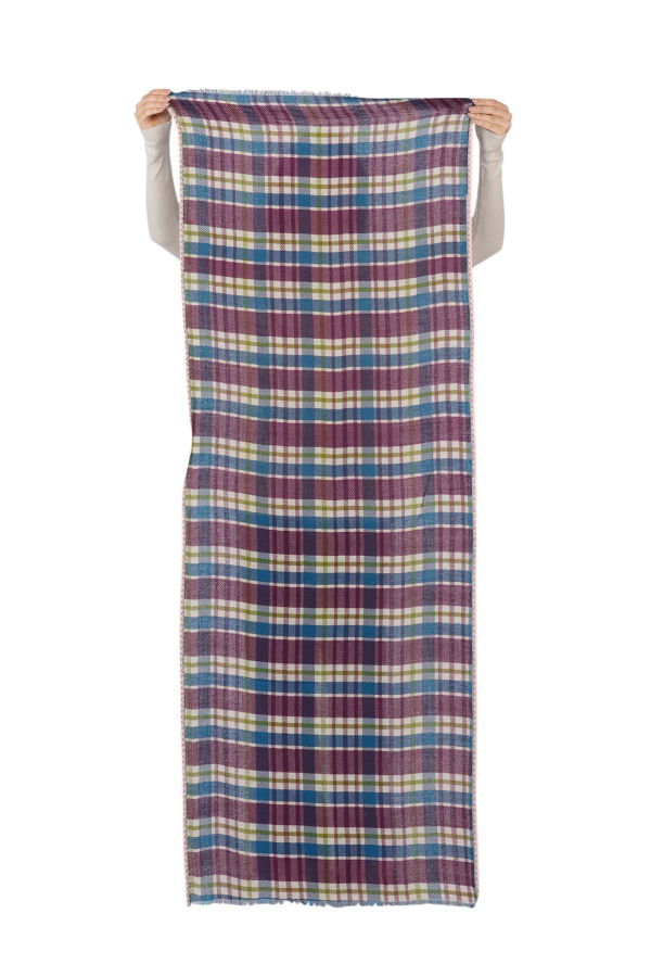 Vismaya Highland Check Scarf - Cream Wine